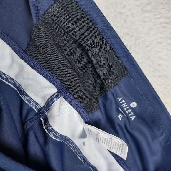 Athleta Women’s Blue Stripe Mesh Pocket Athletic Leggings Size XL Nylon Blend - Picture 5 of 10